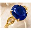 Image 3 : 10k(2.7g), Blue Sapphire (4ct), Lab Diamond (0.06ct) Ring, Size 7 Retail value $3500