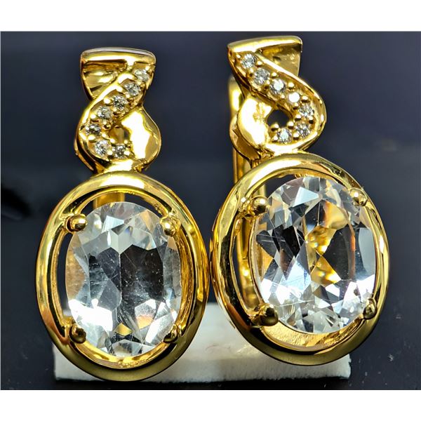 Silver(4.43g), White Topaz (3ct) Earring Retail value $360