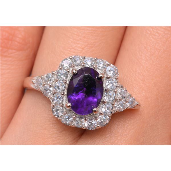 Silver(3.88g), Amethyst  (1.5ct) Ring Retail value $320
