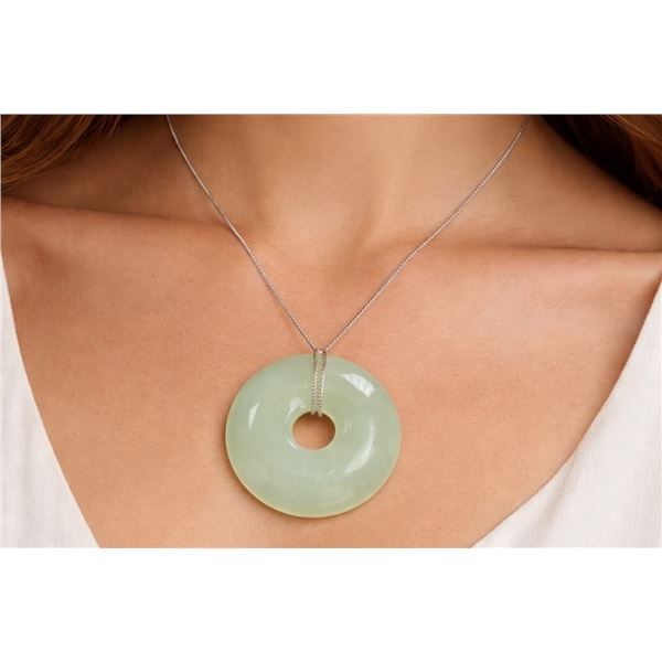 Silver(app 15g), Jade Necklace with Random Silver Chain 16-22" Retail value $240