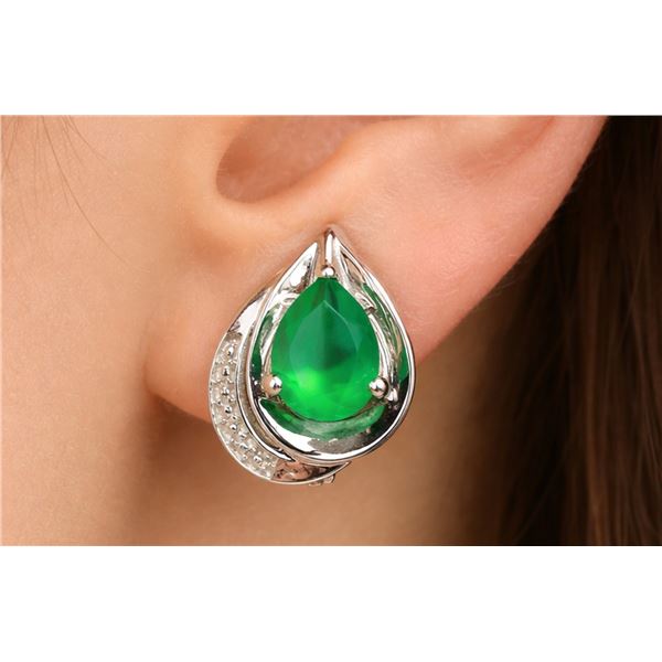 Silver(3.98g), Green Onyx (app 2ct) Earring Retail value $440