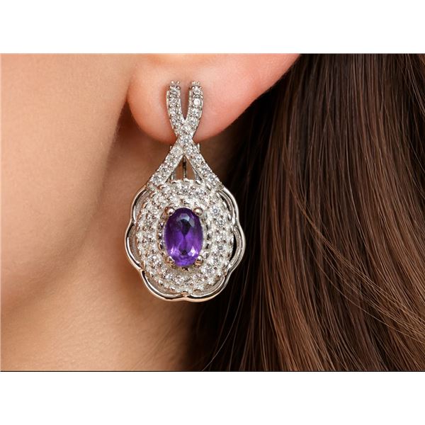 Silver(5.11g), Amethyst (0.5ct) Earring Retail value $440