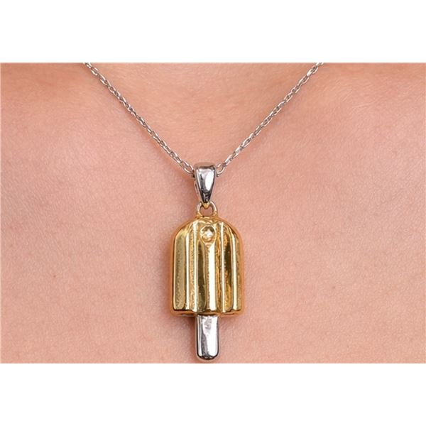 Silver(3.9g), Natural Diamond (0.01ct) Necklace 15" Retail value $200