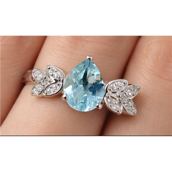 Silver(3.4g), Blue Topaz (1ct) Ring Retail value $240