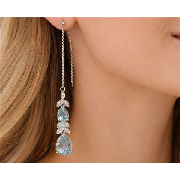 Silver(4.38g), Blue Topaz (2ct) Earring Retail value $320