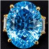Image 1 : 10k(4.7g), Blue Topaz (8.6ct), Lab Diamond (0.1ct) Ring, Size 5.5 Retail value $4600