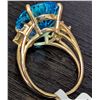 Image 7 : 10k(4.7g), Blue Topaz (8.6ct), Lab Diamond (0.1ct) Ring, Size 5.5 Retail value $4600
