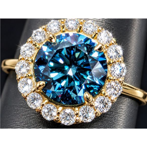 10k(1.8g), Blue Lab Diamond (1.5ct), Diamond (0.5ct) Ring, Size 6.5 Appraised value $3410