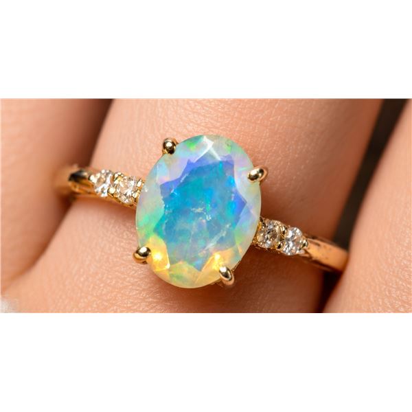 10k(1.5g), Opal (1.5ct), Diamond (0.06ct) Ring, Size 7 Retail value $2400