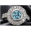 Image 1 : Silver(7.39g), Blue Topaz (Wave Engraving Design) (1ct) Ring Retail value $400
