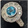 Image 4 : Silver(7.39g), Blue Topaz (Wave Engraving Design) (1ct) Ring Retail value $400