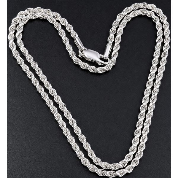 Silver(7.2g), Rhodium Plated Italian Chain 24" Retail value $200