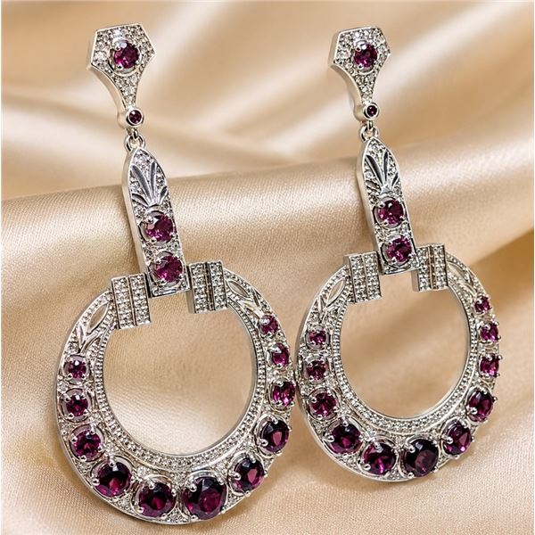 Silver(18g), Garnet (app 4ct) Earring Retail value $1000