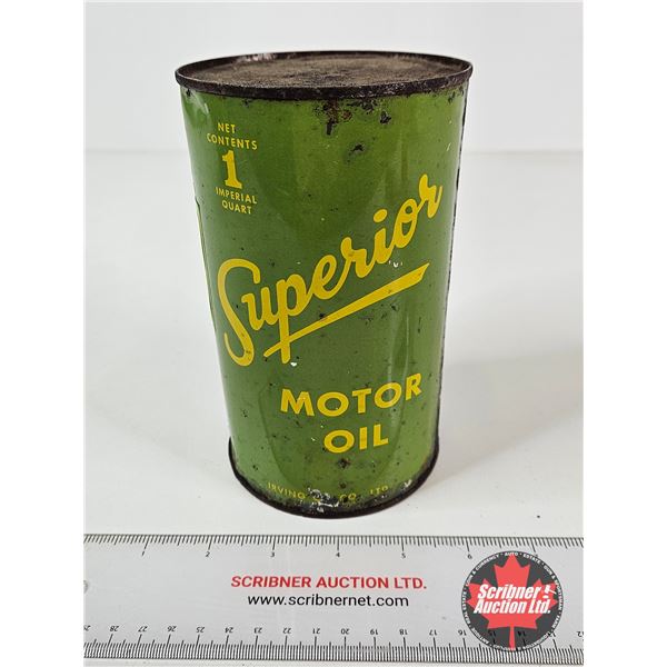 OIL CAN : Superior Motor Oil (Measures : 6-1/2"H x 4"Dia)