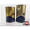 Image 3 : OIL CANS (2) : TEXACO Havoline  (10W-30 1L Can Full) (Quart Can Empty) (Tallest Measures : 6-1/2"H x