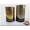 Image 4 : OIL CANS (2) : TEXACO Havoline  (10W-30 1L Can Full) (Quart Can Empty) (Tallest Measures : 6-1/2"H x
