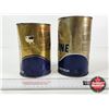 Image 5 : OIL CANS (2) : TEXACO Havoline  (10W-30 1L Can Full) (Quart Can Empty) (Tallest Measures : 6-1/2"H x