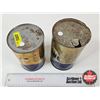 Image 6 : OIL CANS (2) : TEXACO Havoline  (10W-30 1L Can Full) (Quart Can Empty) (Tallest Measures : 6-1/2"H x