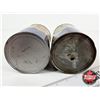 Image 7 : OIL CANS (2) : TEXACO Havoline  (10W-30 1L Can Full) (Quart Can Empty) (Tallest Measures : 6-1/2"H x