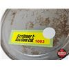 Image 8 : OIL CANS (2) : TEXACO Havoline  (10W-30 1L Can Full) (Quart Can Empty) (Tallest Measures : 6-1/2"H x