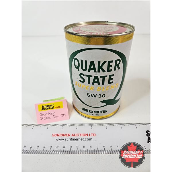 OIL CAN : Quaker State Super Blend 5W-30 (Cardboard) (Full) (Measures : 6"H x 4"Dia)