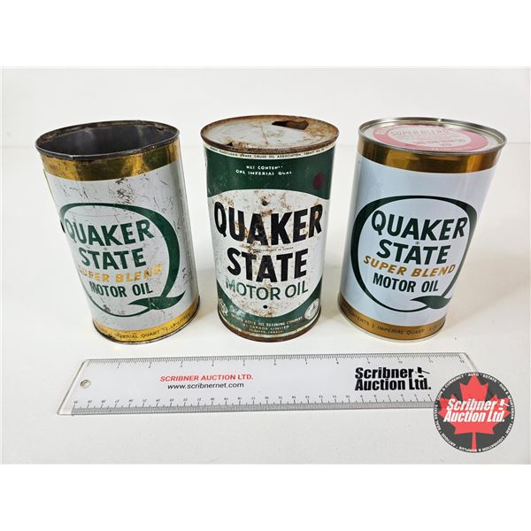 OIL CAN Combo (3) : Quaker State (All Measures : 6-1/2"H x 4"Dia)