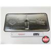 Image 5 : Single Sided Tin Embossed Sign : Miller Genuine Draft/Harley Davidson (Measures : 8"H x 18"W)