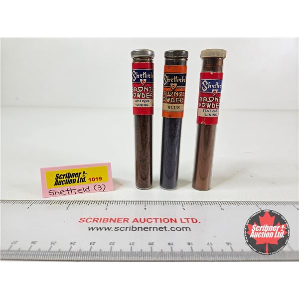 Sheffield Bronze Powder Glass Vials (3) (Full) (All Measure : 4"L)