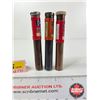 Image 3 : Sheffield Bronze Powder Glass Vials (3) (Full) (All Measure : 4"L)