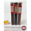 Image 4 : Sheffield Bronze Powder Glass Vials (3) (Full) (All Measure : 4"L)