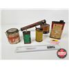 Image 5 : Vintage Tin Combo (5) :  - Whiz - Watkins - CIL - Black Flag - Coleman