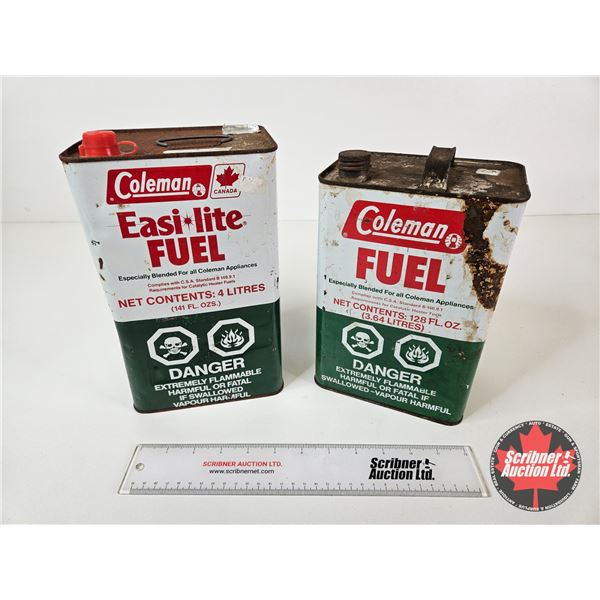COLEMAN Fuel Cans (2) (Both Measure : 9"H x 6-1/4"W x 4-1/4"D)