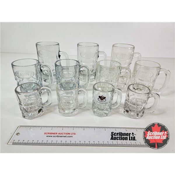 A&W Root Beer Mugs  - (3) 6"H - (4) 4-1/4"H - (4) 3-1/4"H