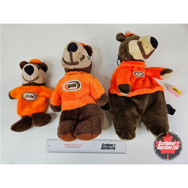 A&W Plush Bears (3) : - Teddy Bear - Backpack - Hand Puppet