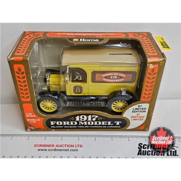Truck Bank : 1917 Ford Model T "Home Hardware" (1:25 Scale) (Box Measures : 5"H x 8"W x 3-1/2"D)