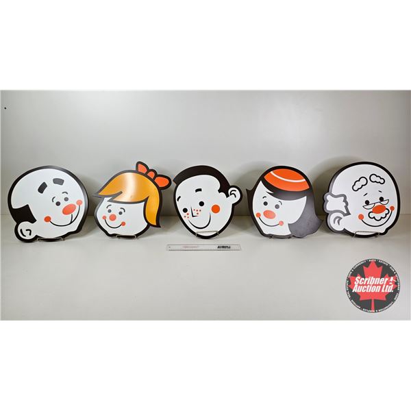 A&W Burger Family Heads (Grandpa, Papa, Mama, Teen, Baby) (Average Size : 14"H x 3/4"D)