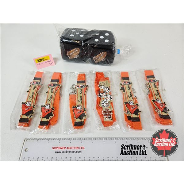 A&W Grouping : (6) Lanyards & Fuzzy Dice  (Unopened)