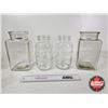 Image 3 : Clear Glass Grouping - Sealers (2) - Milk Bottles (3) - Canisters (2) (Tallest Measures : 10-1/2"")"
