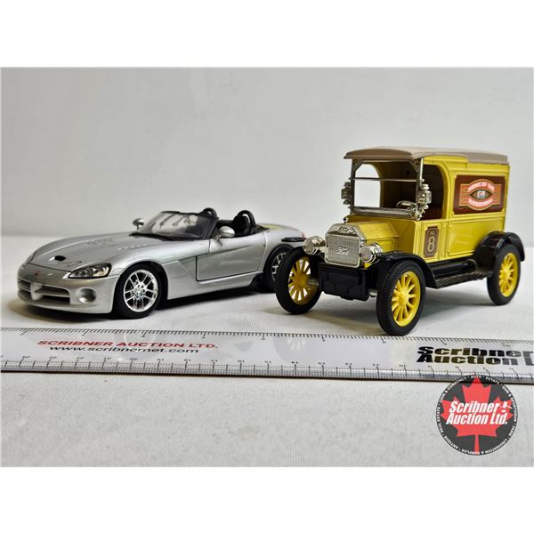 Diecast Model Cars (2) :  - 1917 Ford Model T Truck Bank "Home Hardware" (1:25 Scale) - Dodge Viper 