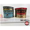 Image 2 : OLD CHUM Tobacco Tins (2) - 3-1/2"H x 5"Dia - 3-3/4"H x 4-1/4"Dia