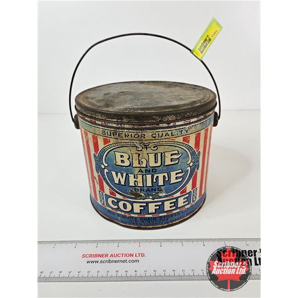"Blue & White Brand" Coffee Pail (Measures : 6"H x 7-1/2"Dia)
