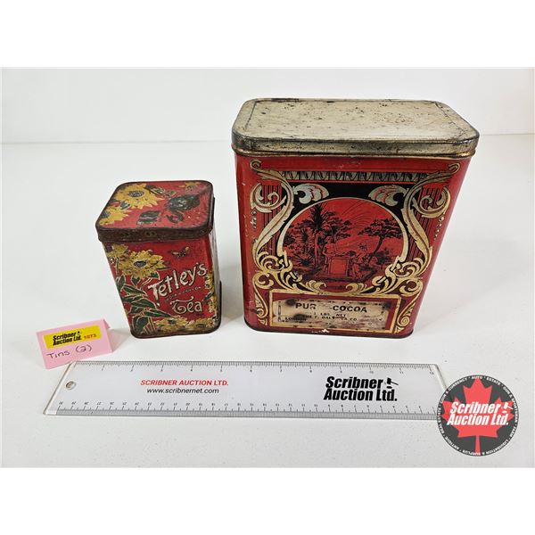 Vintage Tea Tins (2) (Largest Measures : 7-1/4"H x 6-1/2"W x 4"D)