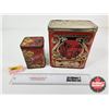 Image 1 : Vintage Tea Tins (2) (Largest Measures : 7-1/4"H x 6-1/2"W x 4"D)