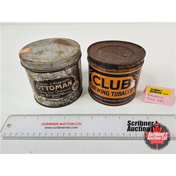 Tobacco Tins (2) : - CLUB  - OTTOMAN (Largest Measures : 4"H x 4-1/4"Dia)