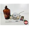 Image 1 : Kitchen Collector Combo : - Amber Gallon Jug - Wire Basket - Spice Tins - Shaving Mug