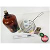 Image 6 : Kitchen Collector Combo : - Amber Gallon Jug - Wire Basket - Spice Tins - Shaving Mug