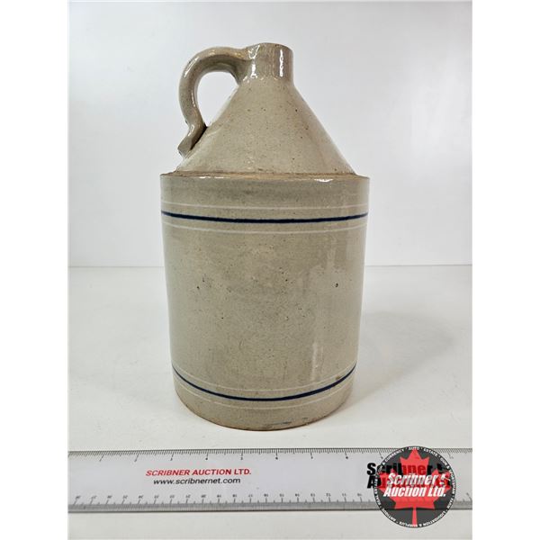 Pottery Jug (Blue & White Strips) (Measures : 12"H)