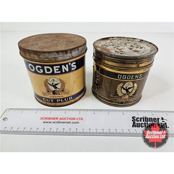 OGDEN'S Tobacco Tins (2) (Largest Measures : 4-1/4"H x 4-1/4"D)