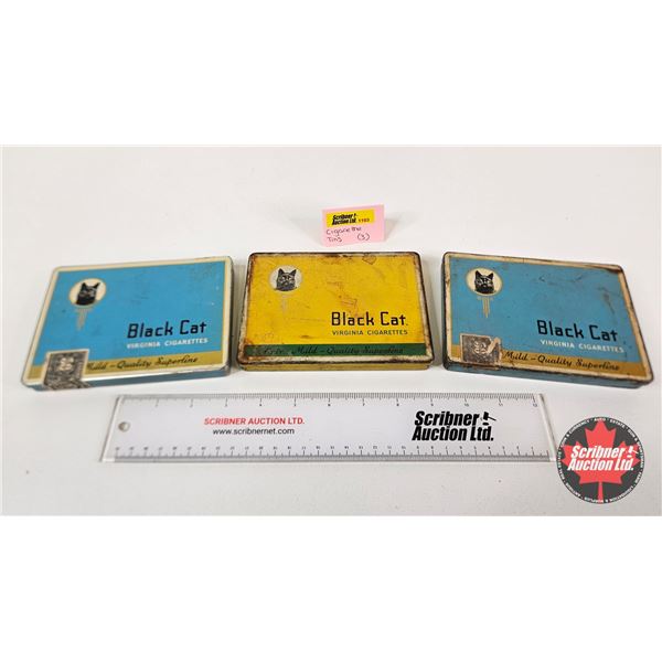 Black Cat Cigarette Tins (3) (All Measure : 3/4"H x 6"W x 4-1/4"D)