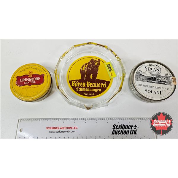 Tobacco Tins (2) w/ Baren-Brauerei Ashtray